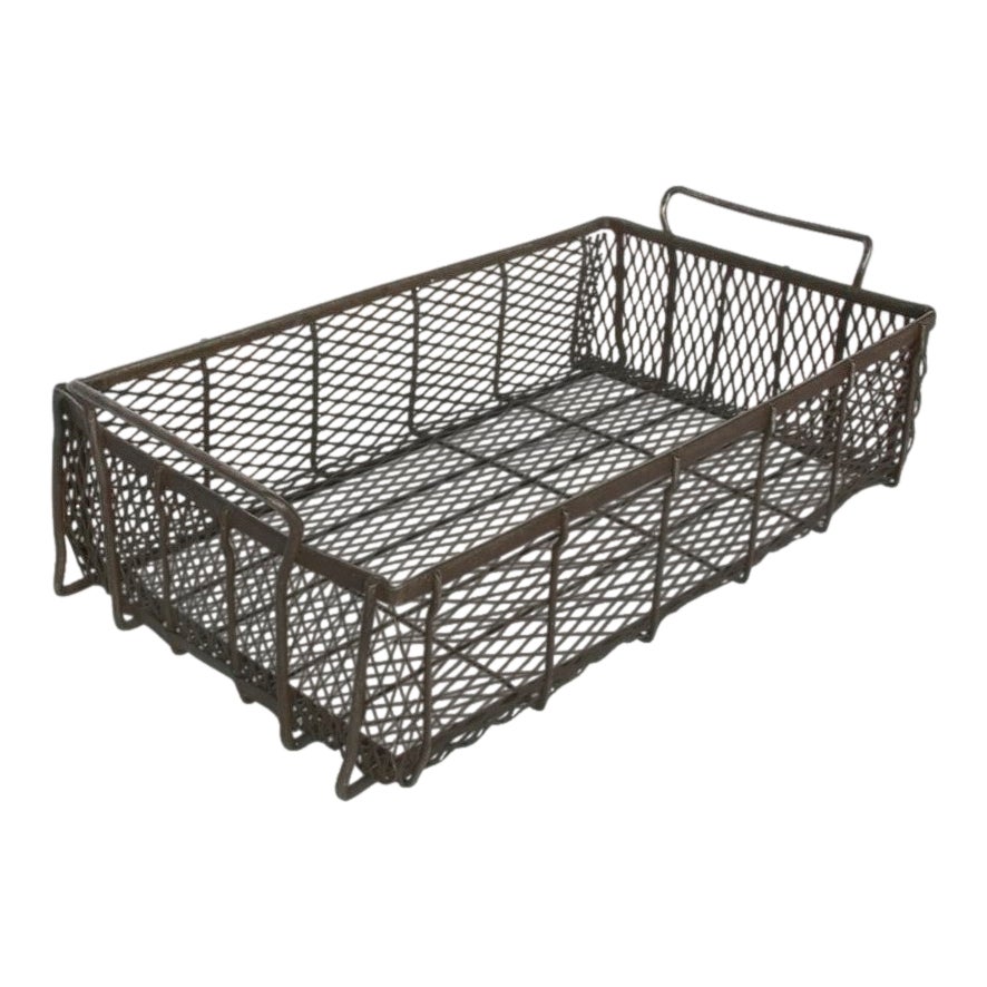 Industrial Metal Mesh Container With Handles Chairish