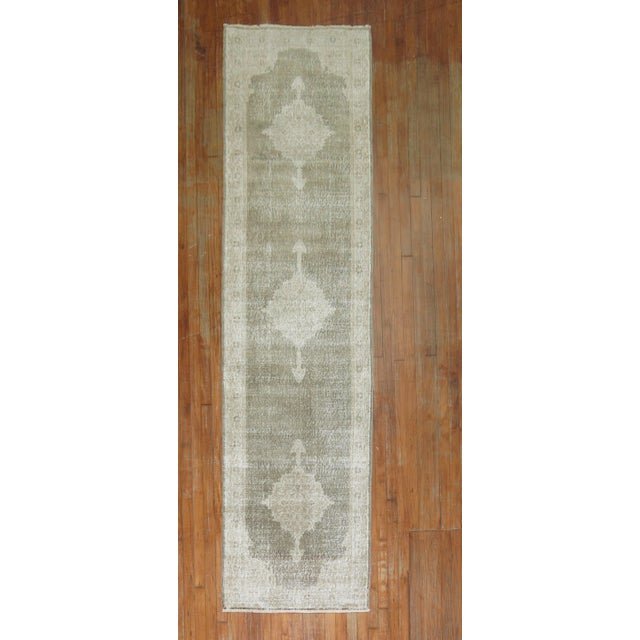 a 3rd quarter of the 20th century predominantly gray tone Turkish Runner. 2'8'' x 10'