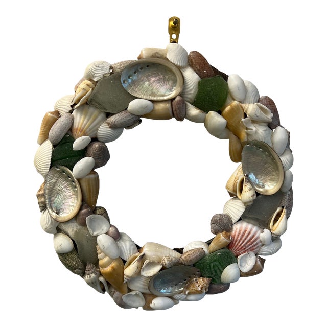 Vintage Handmade Shell and Sea Glass Wall Hanging For Sale