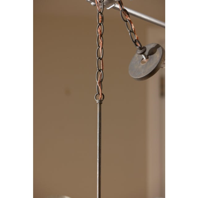 Mid-Century Modern 1960s Robert Long 5-Light Solid Brass & Hand-Blown Glass Chandelier, California Modern For Sale - Image 3 of 14