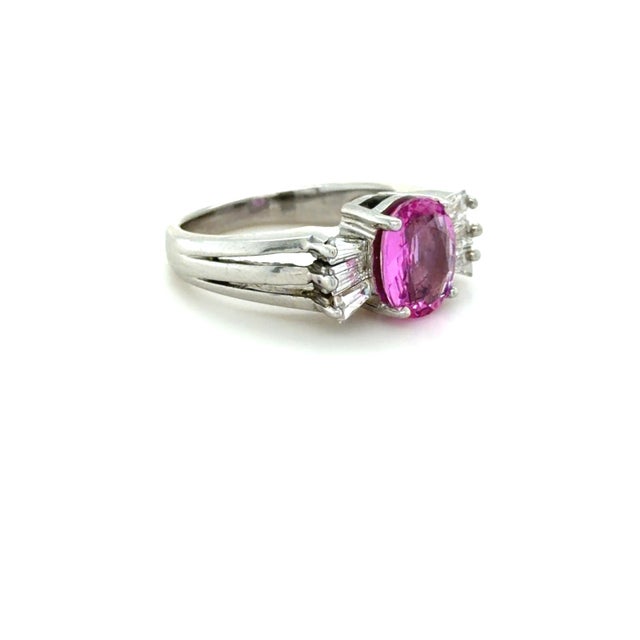 1980s 1980s Gia 2.37 Ct. Unheated Pink Sapphire and Diamond Ring, 14k White Gold, Size 6.25 For Sale - Image 5 of 10