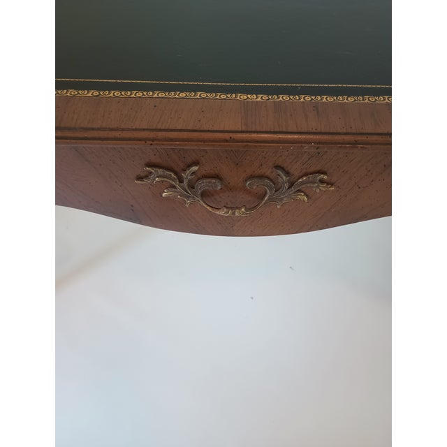 Vintage French Walnut Leather Top Long Desk For Sale - Image 14 of 17