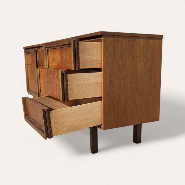 Late 20th Century L.A. Period Furniture Nine-Drawer Walnut Dresser For Sale - Image 18 of 18