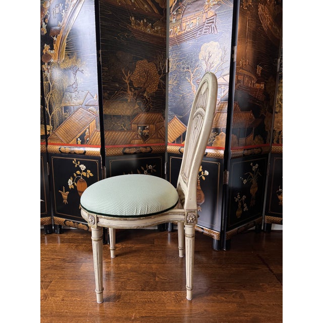 French Vintage Louis XVI Montgolfier Painted Chair For Sale - Image 3 of 8