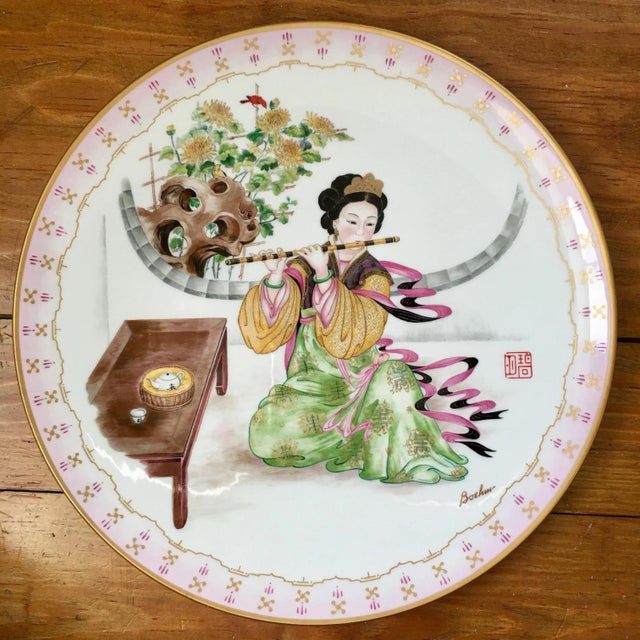 1980’s Chinese Maiden Plates-Pair For Sale - Image 4 of 10