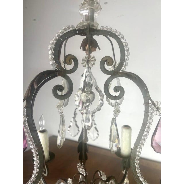 French Provincial French Crystal Beaded Chandelier C. 1900's For Sale - Image 3 of 12