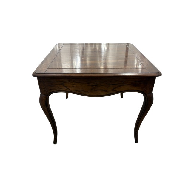 Henredon Late 20th Century Henredon Four Centuries Collection Distressed Red Oak Square Side Table With Drawer For Sale - Image 4 of 11