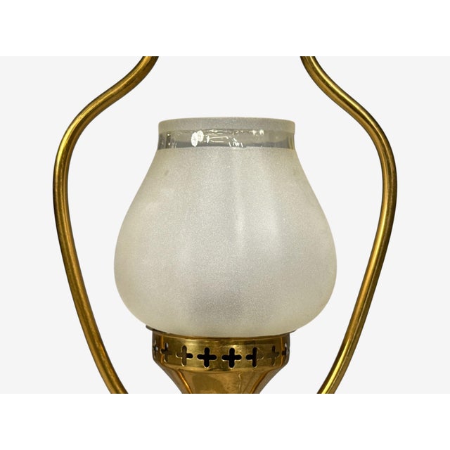 Brass Swedish Modern, Pendant Light, Brass, Frosted Glass, Sweden, 1940s For Sale - Image 8 of 10