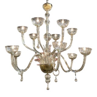 Large Scale Modern Murano Glass 2 Tier Chandelier For Sale