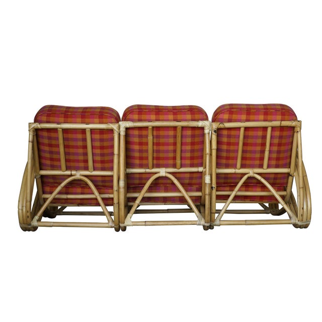 Mid 20th Century Restored Three-Strand "S-Arm" Sofa & Lounge Chair Rattan Living Room Set For Sale - Image 4 of 10
