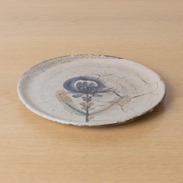 Mid 20th Century French Ceramic Painted Flower Plate by Gustave Reynaud For Sale - Image 4 of 9