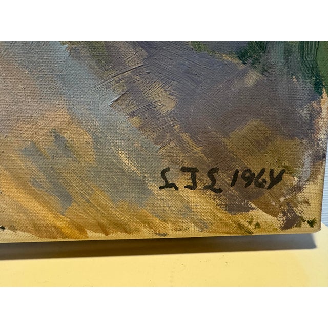 Mid-Century Danish Oil Painting, 1964 — Countryside Landscape A serene and timeless mid-century oil painting capturing the...