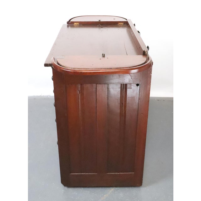 Wood Antique Roll Top Watchmaker's Workbench on Casters For Sale - Image 7 of 15