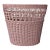 Vintage Dusty Pink Woven Wicker Wastebasket For Sale