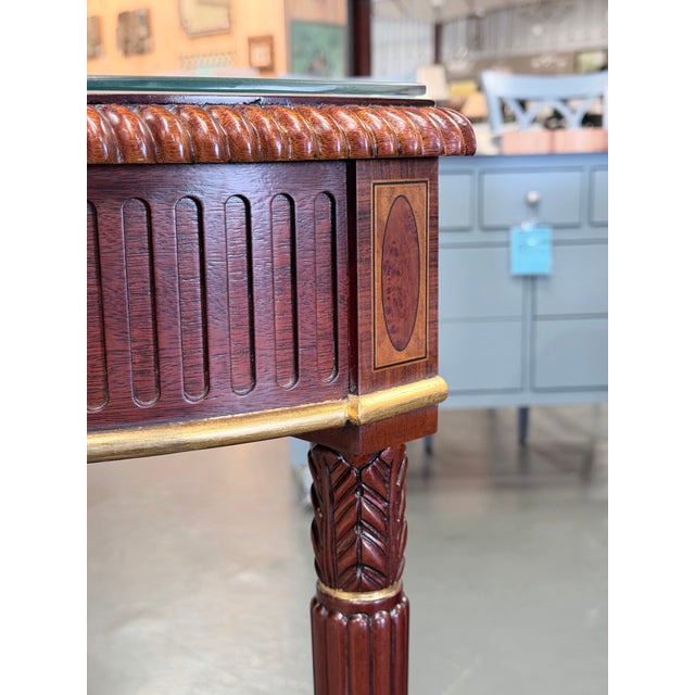 Wood Late 20th Century Stickley John Widdicomb Mahogany Demi-Lune Console Table With Glass Top For Sale - Image 7 of 10