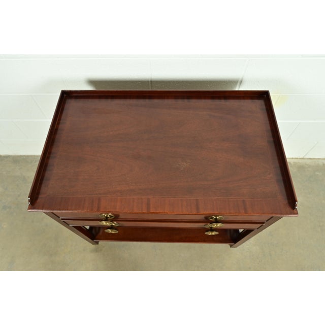 Brown Baker Furniture Historic Charleston Chippendale Carved Mahogany Rolling Buffet Server or Bar Cart For Sale - Image 8 of 11