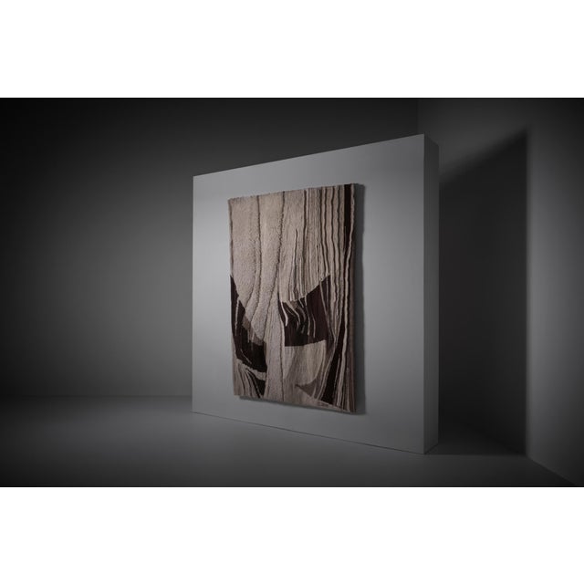 Abstract Hand Knotted Wall Tapestry, France, 1960s For Sale - Image 6 of 9