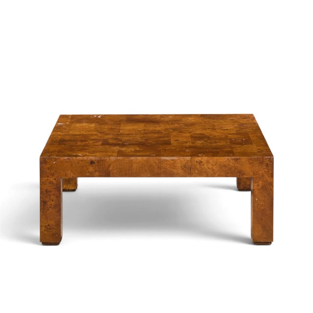 Wood Milo Baughman Style Hekman Mid Century Burlwood Coffee Table For Sale - Image 7 of 9