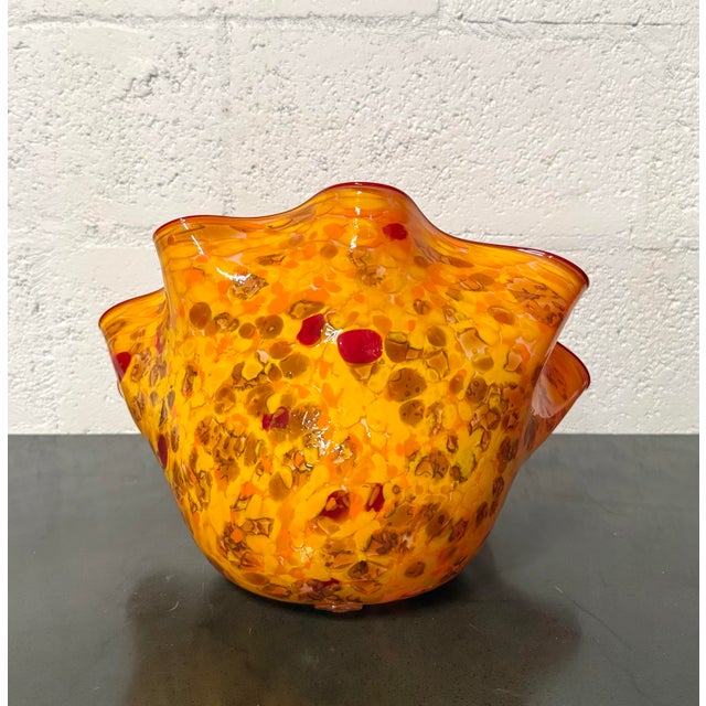 Abstract Vintage Murano Hand Blown Art Glass Bowl After Chihuly “Macchia” For Sale - Image 3 of 8