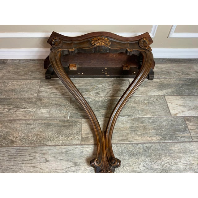 Wood Louis XVI Style Carved Gilt Wall Table Shelf For Sale - Image 7 of 9
