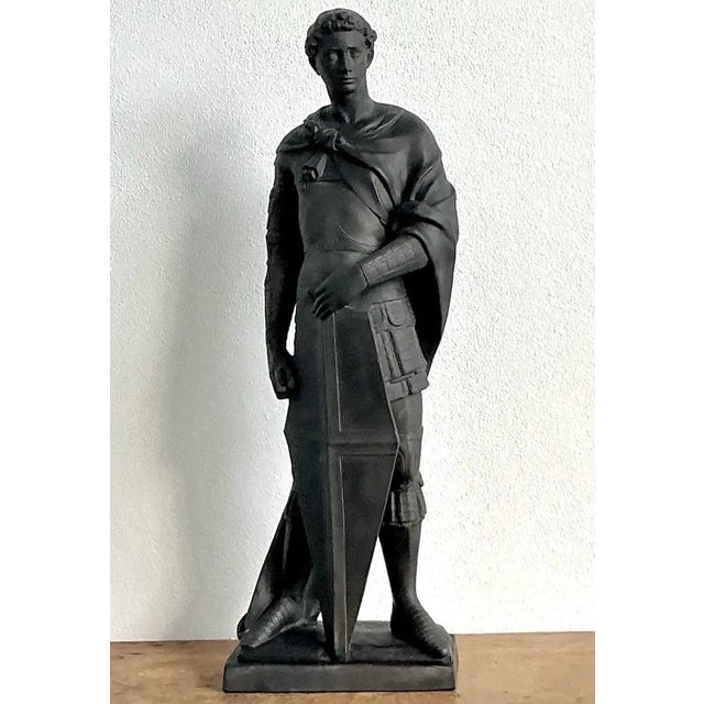 Metal Vintage Danish Saint George Terracotta Sculpture For Sale - Image 7 of 12