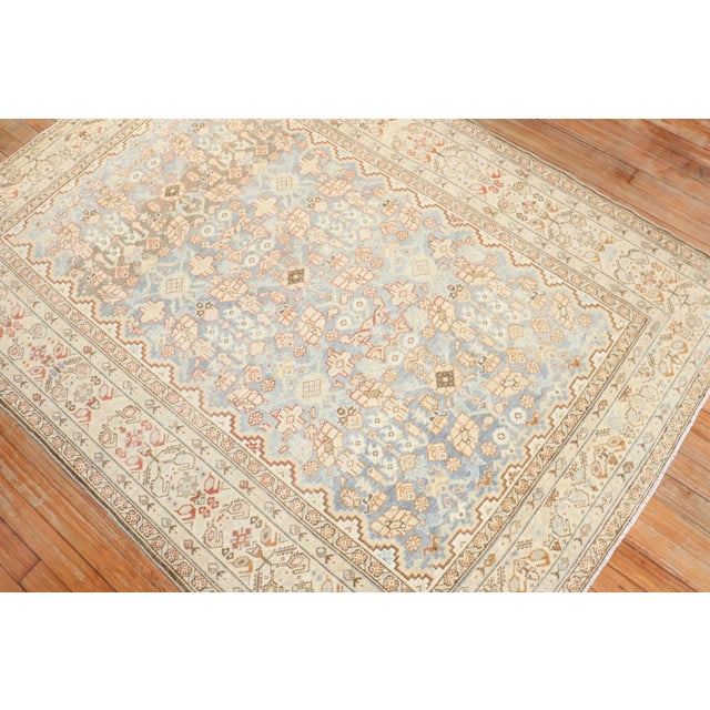 Early 20th Century Light Blue Persian Malayer Rug - 4'6" x 6'1" For Sale In New York - Image 6 of 9