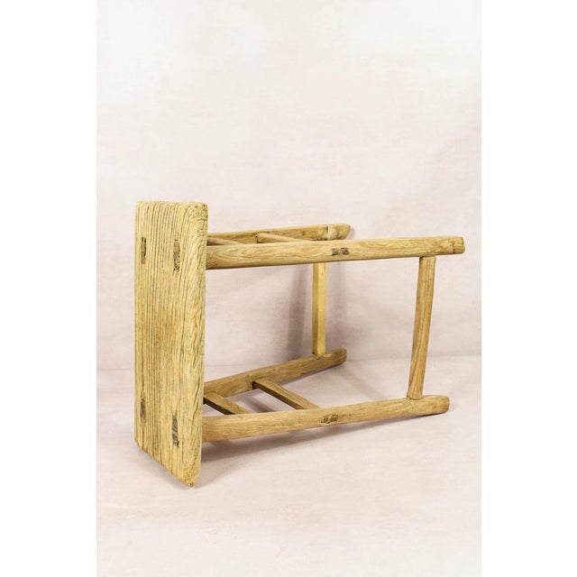 Vintage Rustic Stool in Elm For Sale - Image 4 of 5