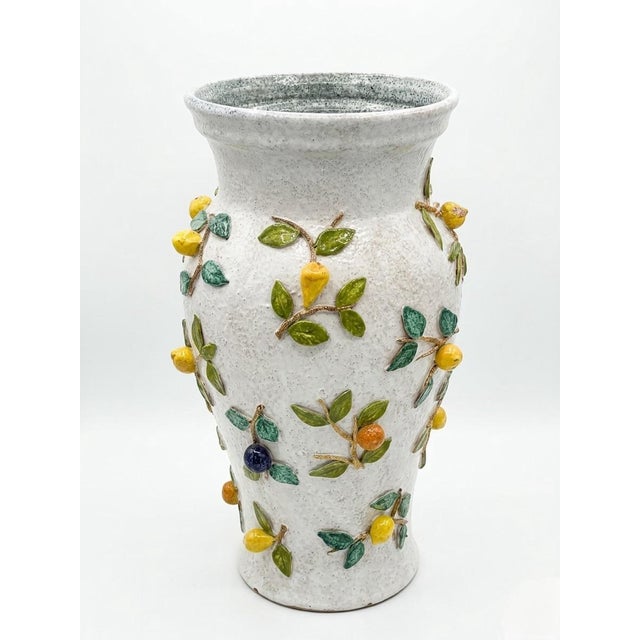 Italian Italian Majolica Trompe L’Oeil Fruit Vase For Sale - Image 3 of 7