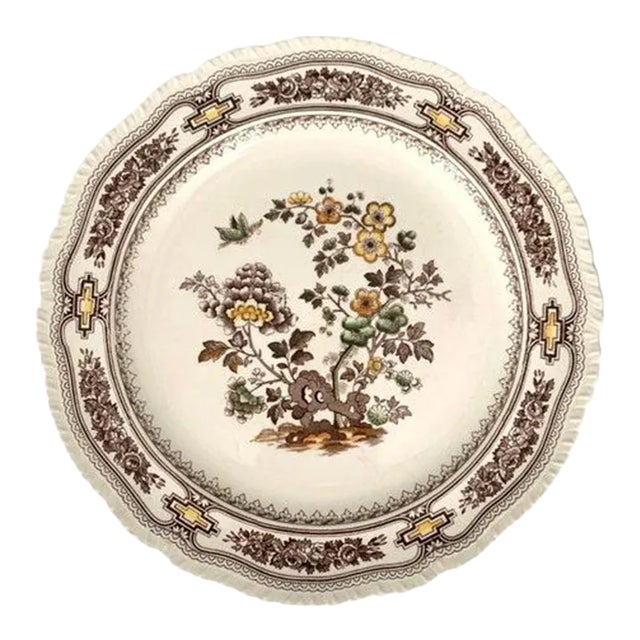 1940s Mason's "Manchu" Brown Transferware Round Platter For Sale