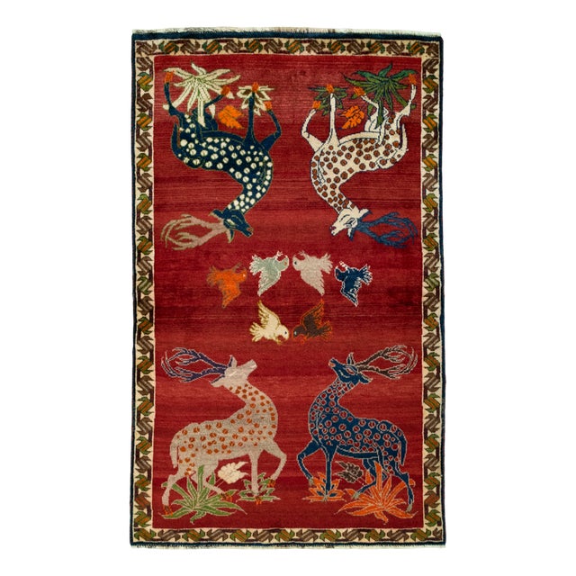 Vintage Hand-Knotted Gabbeh Rug For Sale