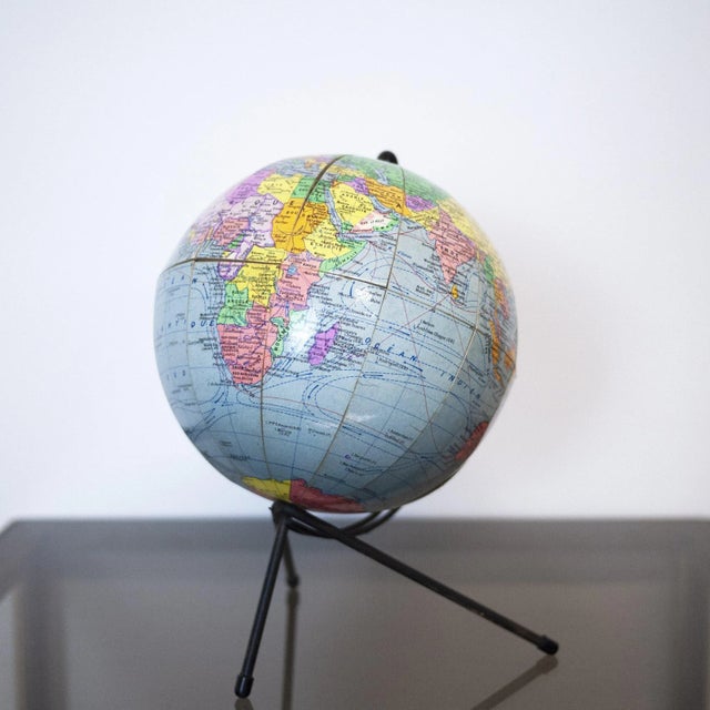 French Terresrial Globe attributed to Girard and Barrère, 1950s For Sale - Image 5 of 9