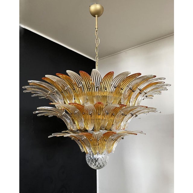 Palmette Ceiling Light with Clear and Amber Glasses, 1990 For Sale - Image 4 of 18