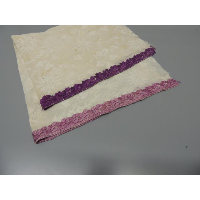Moroccan Vintage Purple and Natural Moroccan Embroidered Sheer Textile Fragment For Sale - Image 3 of 7