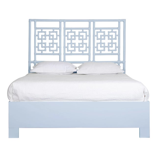 Palm Springs Platform Bed Queen, Light Blue For Sale