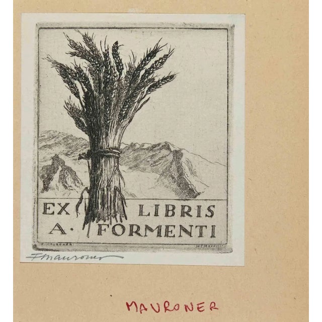 Ex libris -a. Formenti is an artwork realized in 1937, by the italian artist fabio mauroner (1884-1947) etching print on...