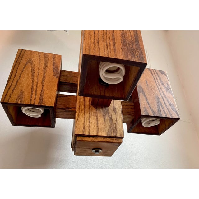 1970s 1970s Modernist Architectural Box-Form Swag Chandelier For Sale - Image 5 of 13