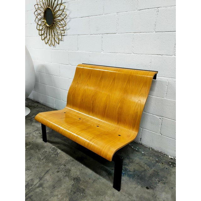 Wood Vintage Wooden Steel Bench, 1970 For Sale - Image 7 of 7