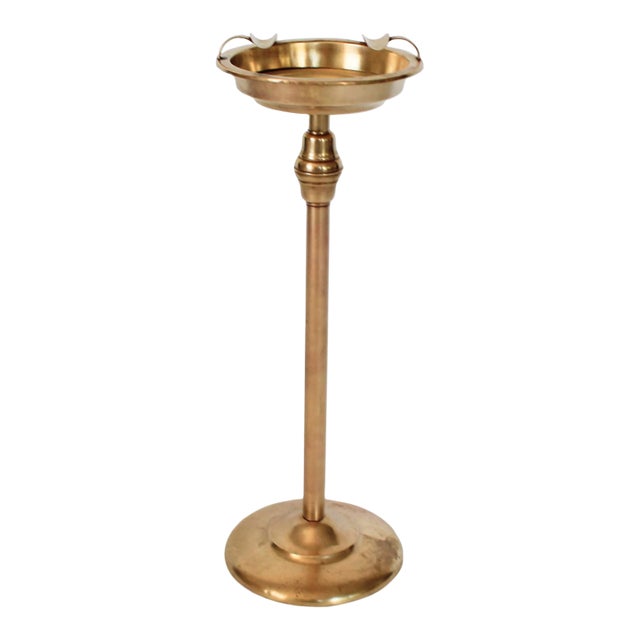 Vintage Freestanding Brass Floor Ashtray For Sale
