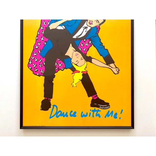 Postmodern Fiorucci Vintage 1976 Post Modern New Wave Italian Fashion Lithograph Print Framed Large Pop Art Poster For Sale - Image 3 of 13