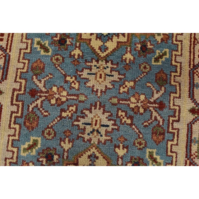 Blue Heriz Runner 2’6” X 8’1” Blue Wool Tribal Hand-Knotted Oriental Rug For Sale - Image 8 of 12