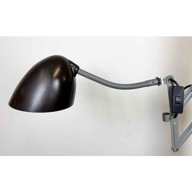 1960s Industrial Grey Scissor Wall Lamp from Elektroinstala, 1960s For Sale - Image 5 of 18