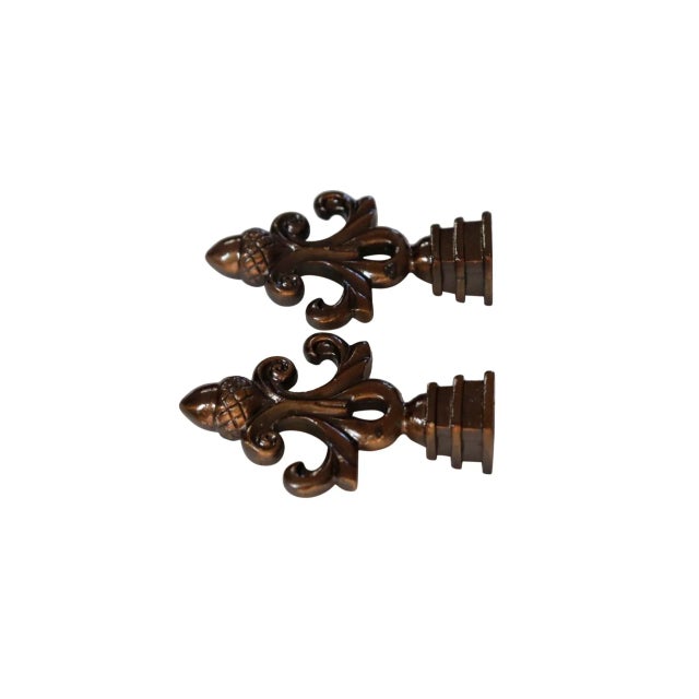 Rustic European Antiqued Brass Lamp Finials - a Pair For Sale - Image 3 of 4