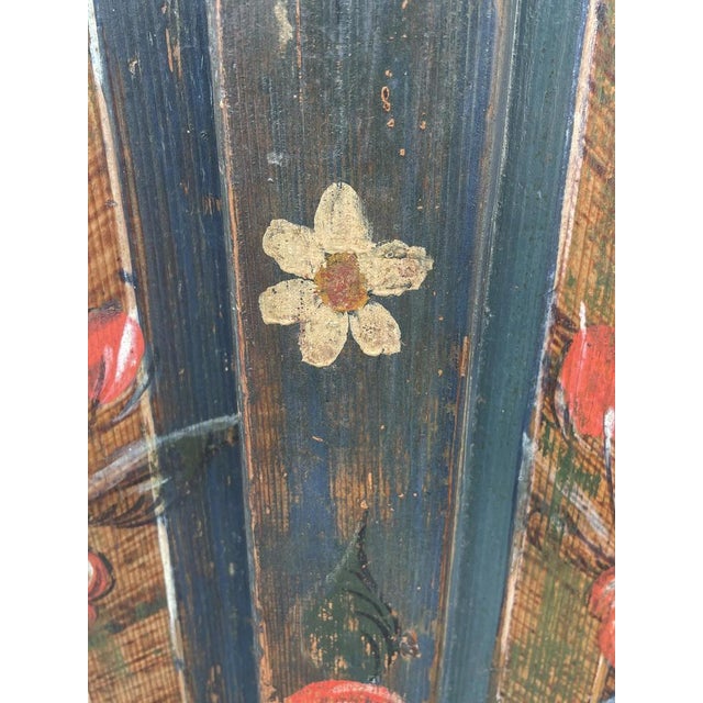 Wood Early 19th Century Blue Floral Painted Cupboard For Sale - Image 7 of 18