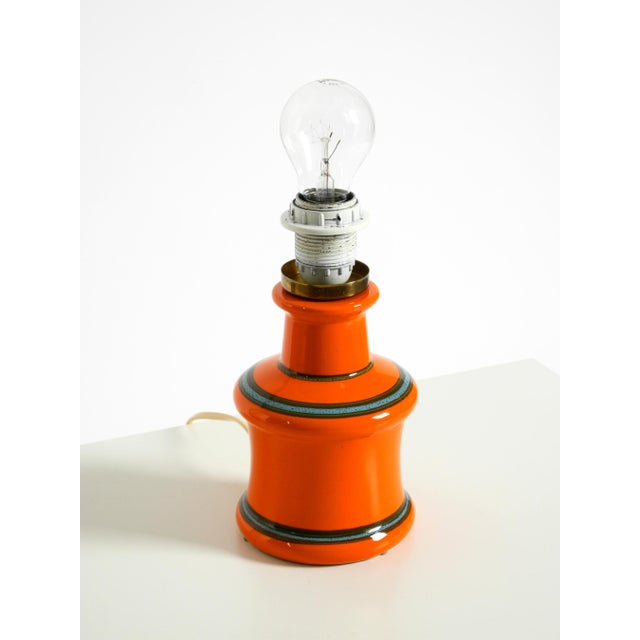 1960s Orange Ceramic Table Lamp with Cocoon Shade | Made in Italy For Sale - Image 11 of 18