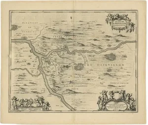 Antique Map of Aiguillon by Janssonius, 1650s