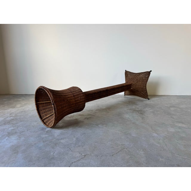 Brown Vintage Boho Chic Woven Wicker Floor Planter For Sale - Image 8 of 12