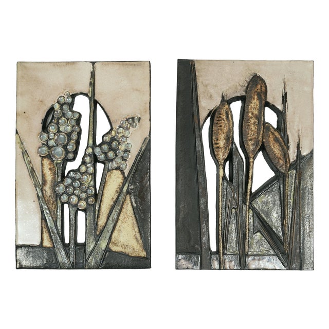 Vintage Wall Tiles from Ruscha-Keramik, W. Germany, 1970s, Set of 2 For Sale