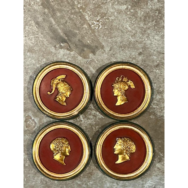 Vintage Grand Tour Wooden Profile Medallions - Set of 4 For Sale - Image 15 of 18
