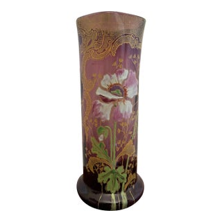 19th Century Legras Mont Joye Enameled Flower Vase For Sale