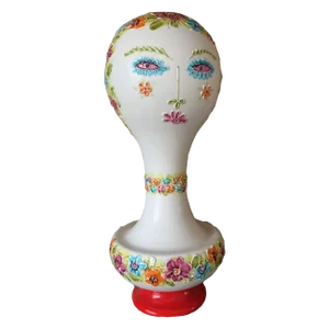 Tall Art Pottery Bust Wig Form Hat Stand by Raymor Eames
